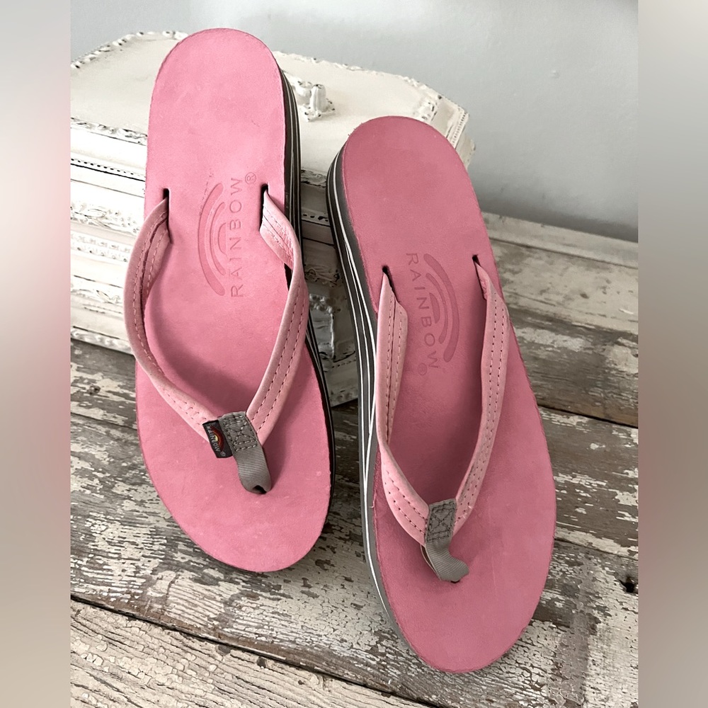 Pink Leather Rainbow Sandals